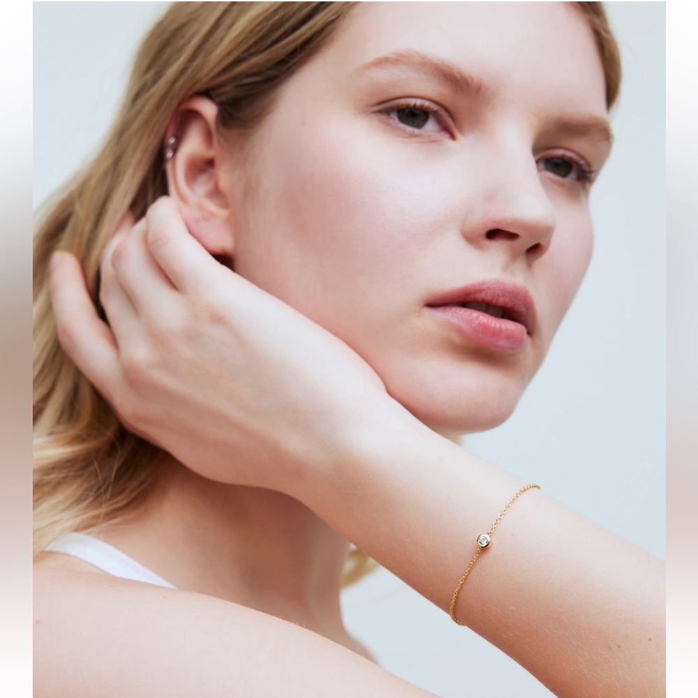 NWT Madewell Demi-Fine Bezel Set Station Bracelet 14k gold over silver NQ023